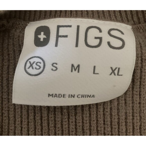 FIGS Sweater Womens Sz XS Latte Beige Long Sleeve Ribbed Knit Preppy Casual Cozy - Picture 7 of 10